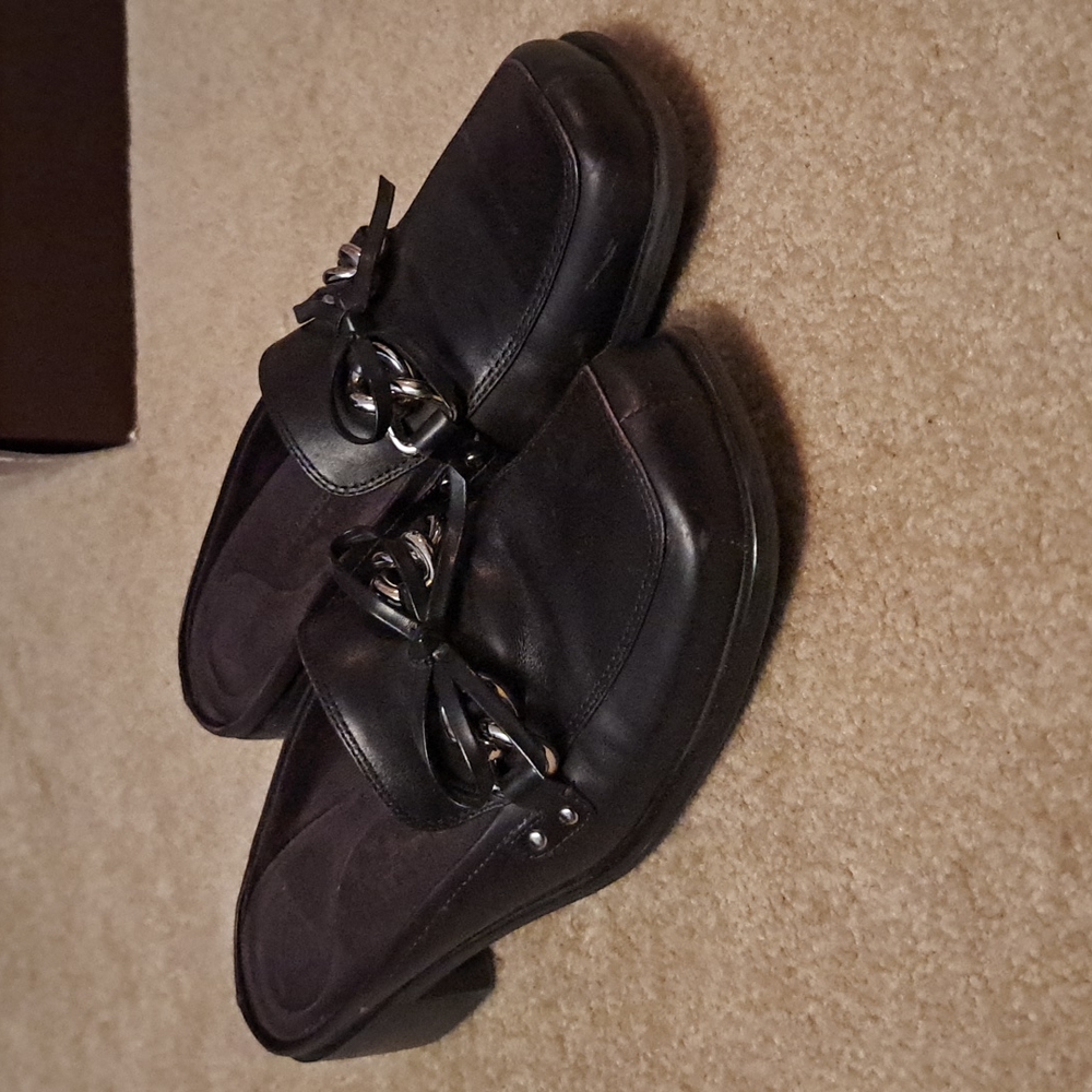 Liz Claiborne, 8 1/2, dark brown mule heels